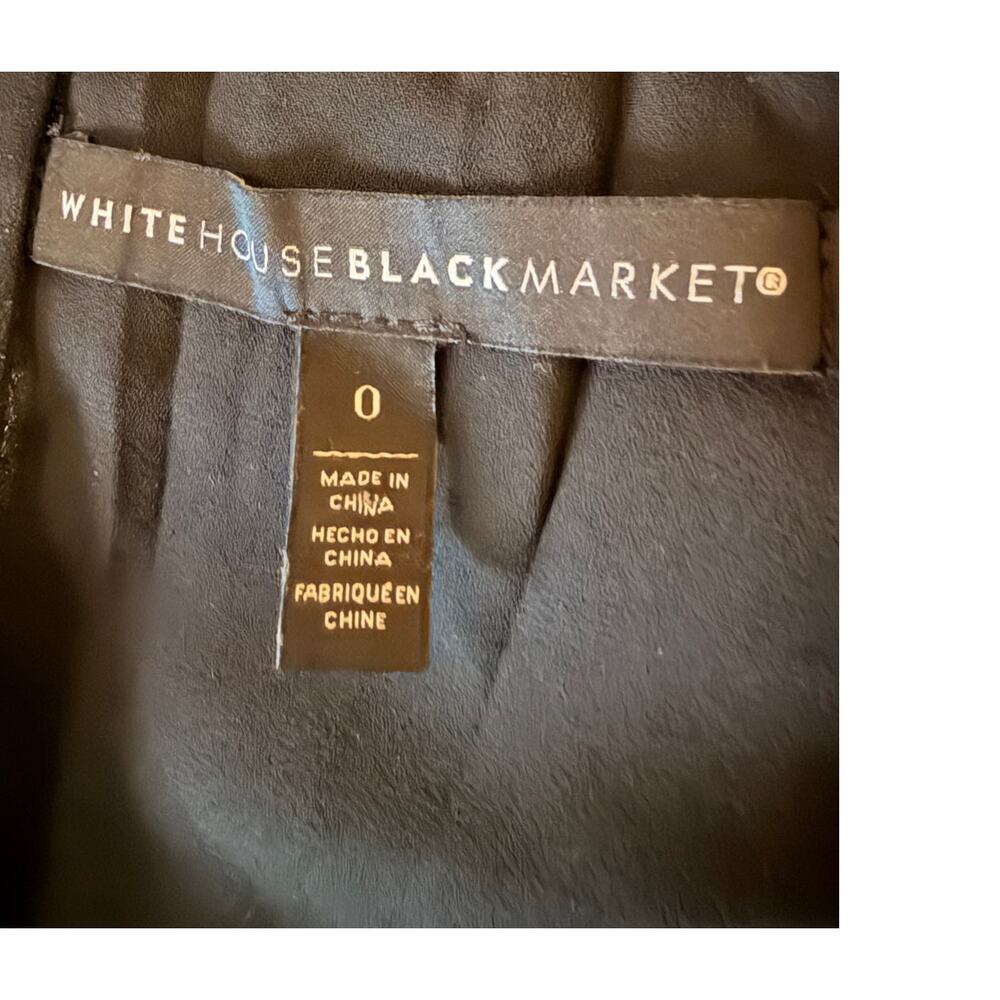 White House Black Market Size 0 Floral Blouse Black Yellow Metallic - Picture 6 of 10